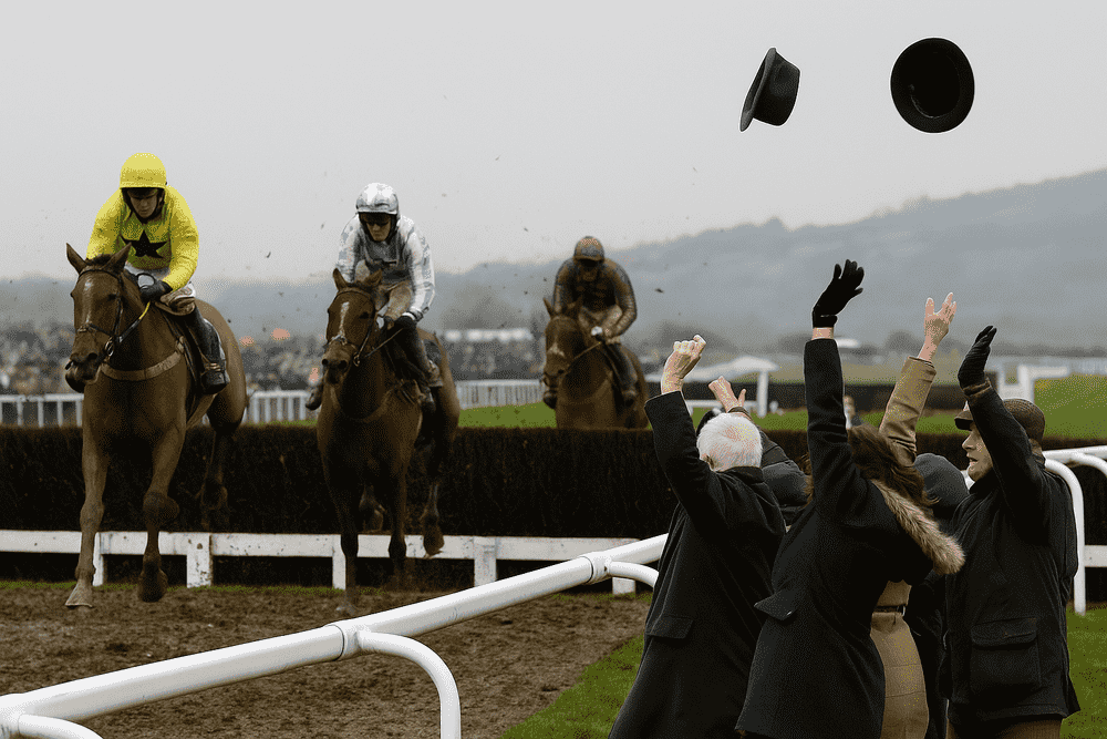 Spectators throwing hats after muddy steeplechase win – Nicky Henderson horses to follow season 2025/26